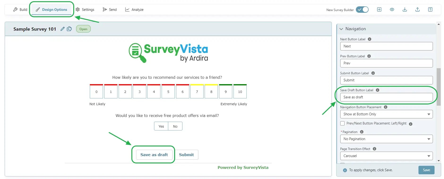 Save Survey and Resume Later - SurveyVista