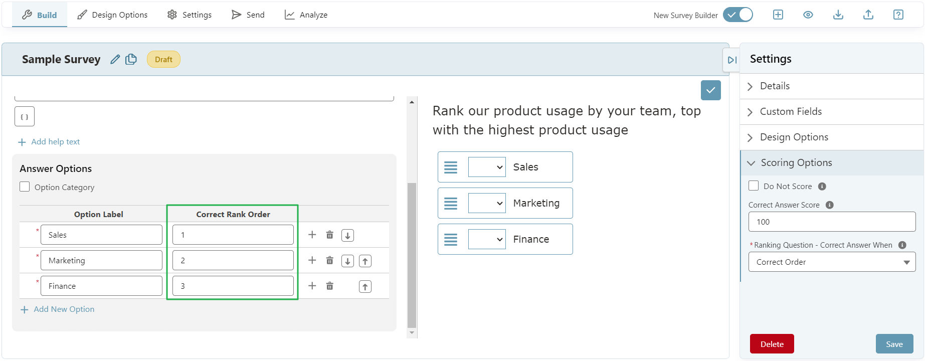 Question and Survey Score Calculation - SurveyVista