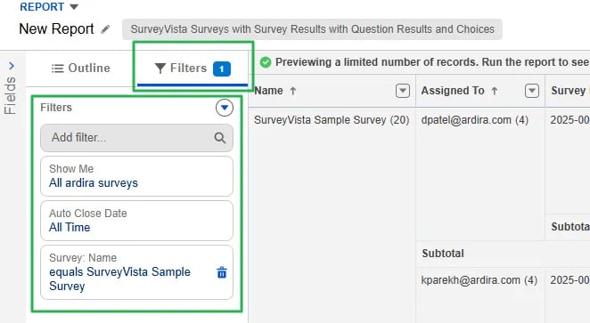 Building a Custom Report Type - SurveyVista