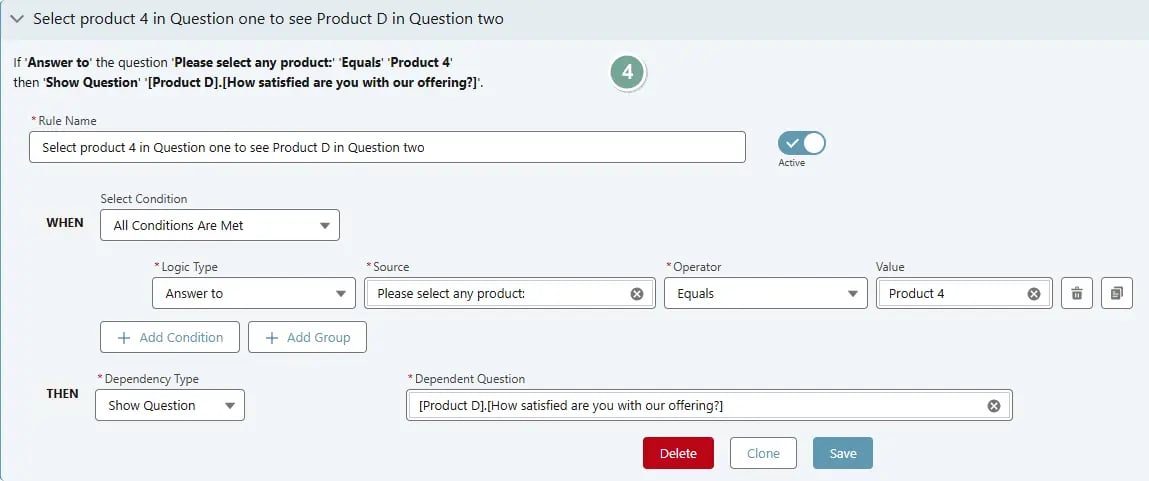 Use case of Grid type question as source & dependency question [Logic ...