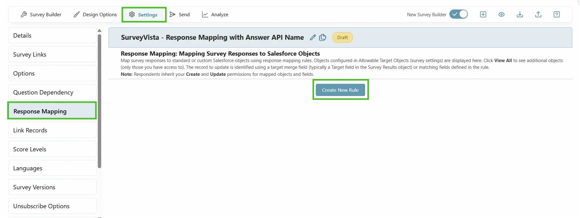 Response Mapping with Answer API Name - SurveyVista