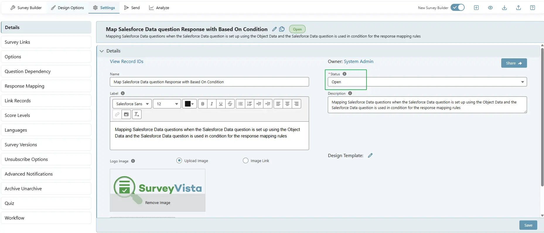 Map Salesforce Data question Response with Based On Condition