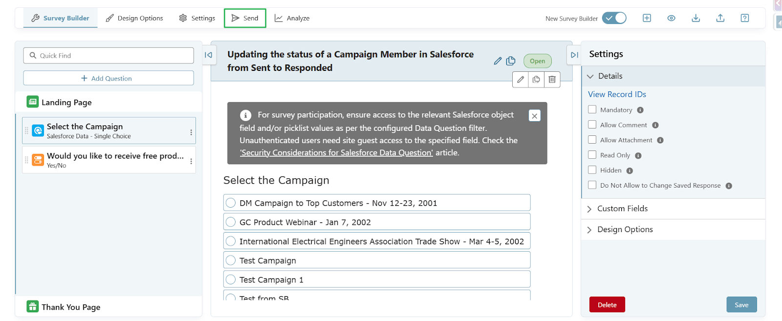 Updating the status of a Campaign Member in Salesforce from Sent to ...