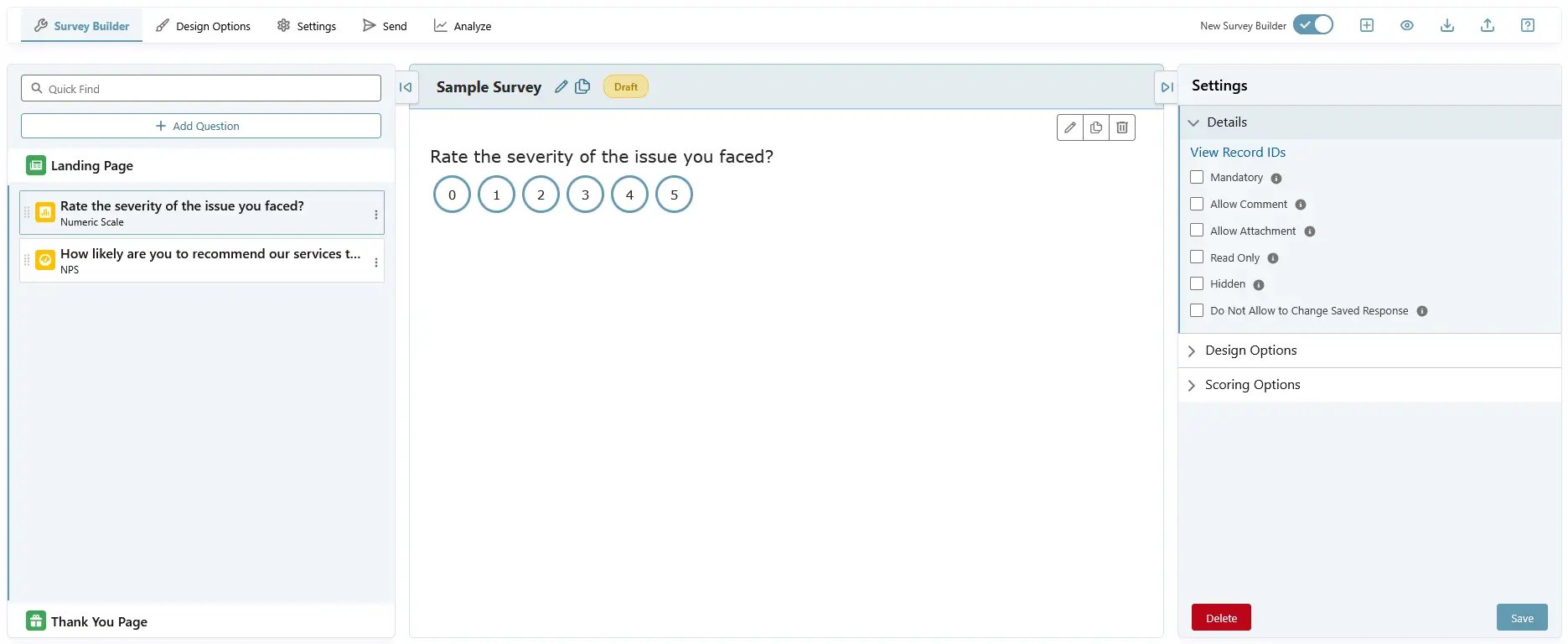 Numeric Scale Question - SurveyVista