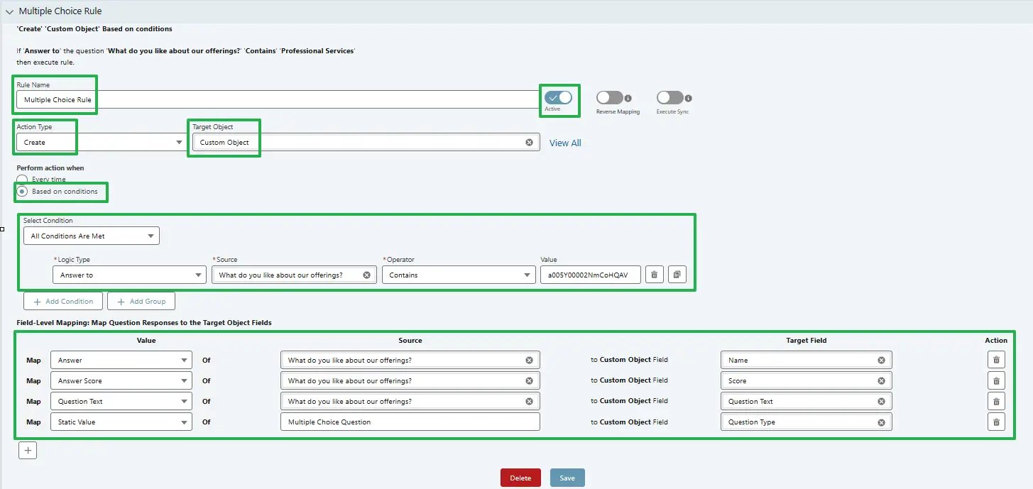 Create multiple Custom Object Records - SurveyVista