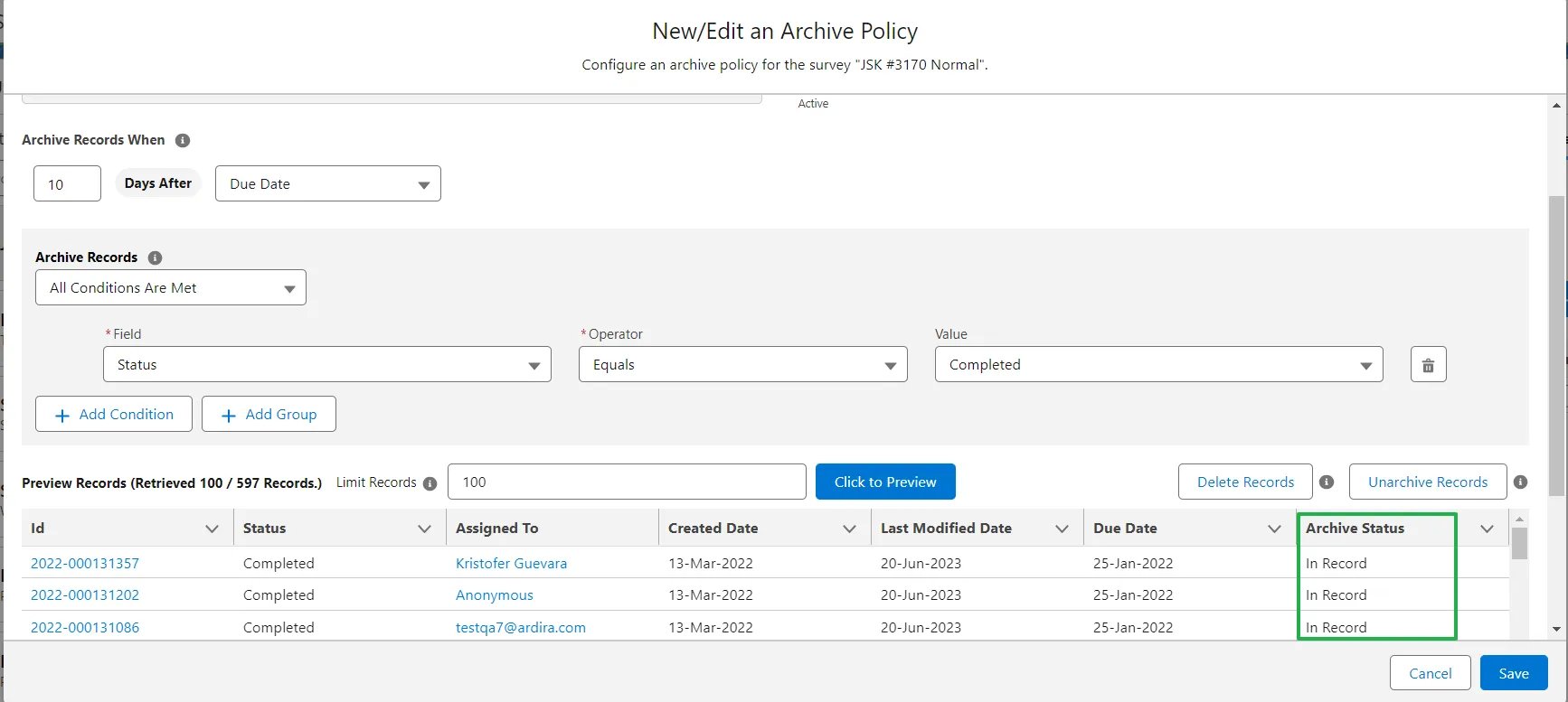 Archiving / Deleting Survey Responses to Save Storage Space - SurveyVista