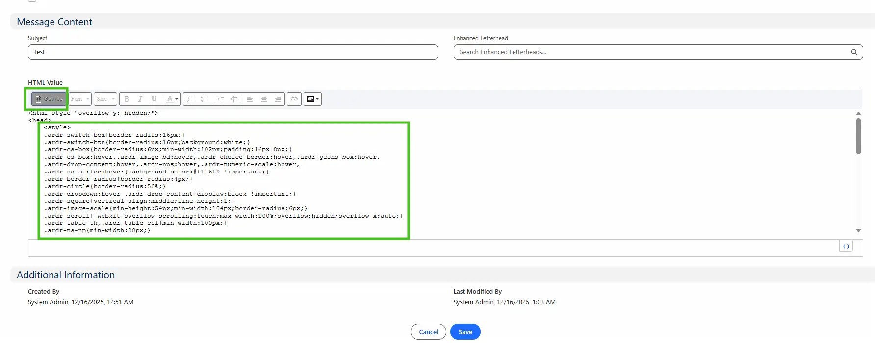 Embedded Question in Email