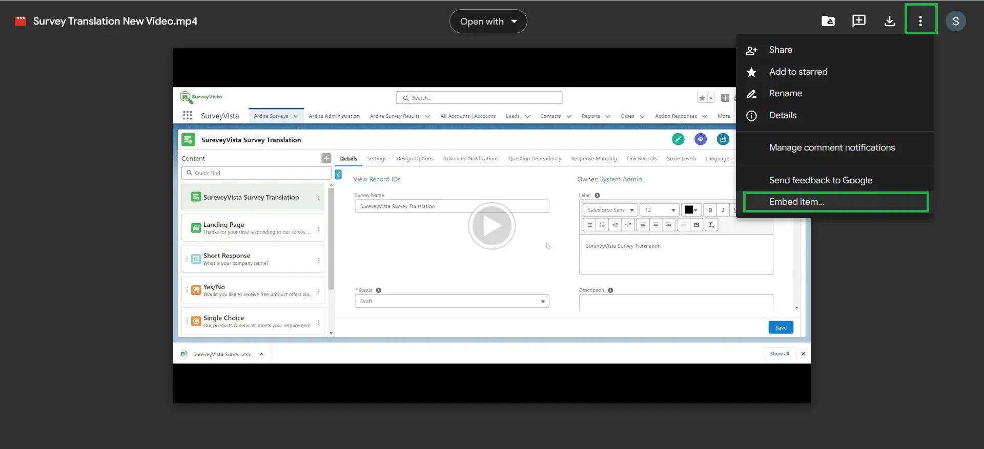 Video Question - SurveyVista
