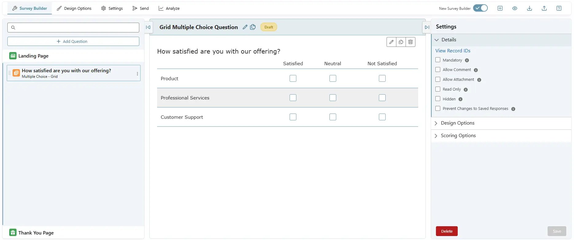 Grid Multiple Choice Question - SurveyVista