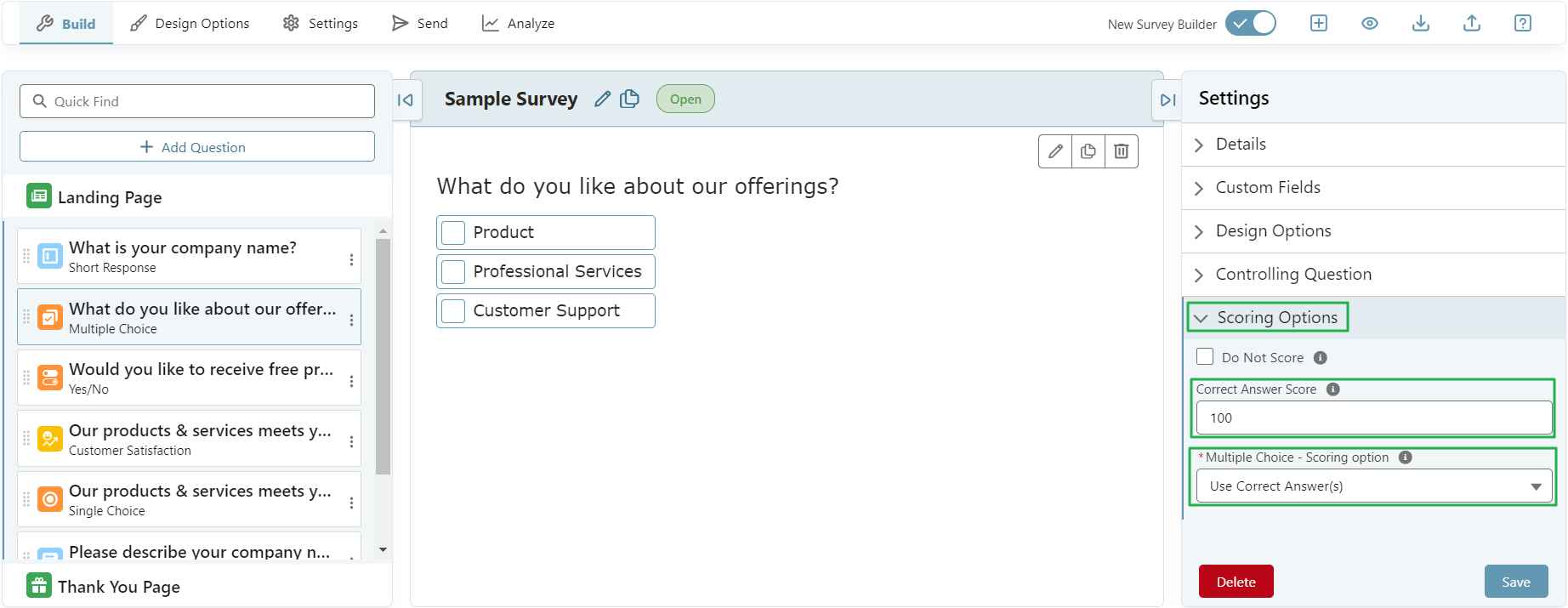 Question and Survey Score Calculation - SurveyVista
