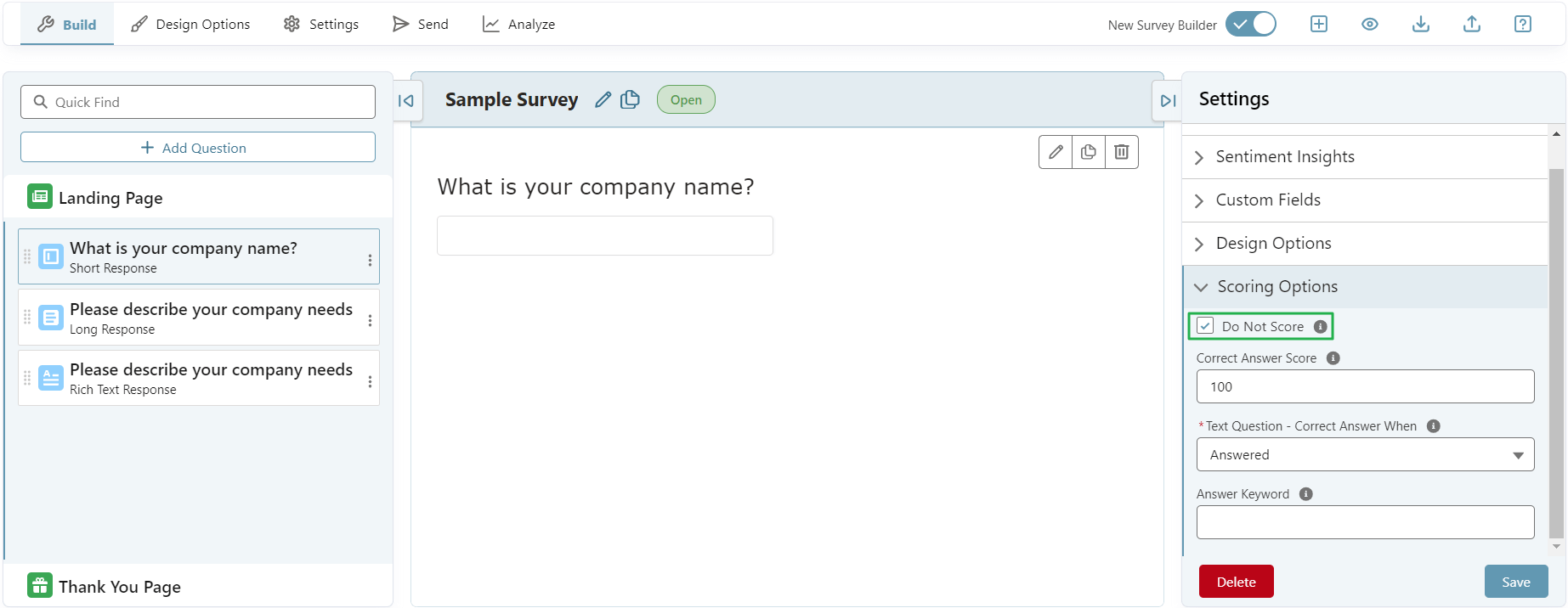 Question and Survey Score Calculation - SurveyVista
