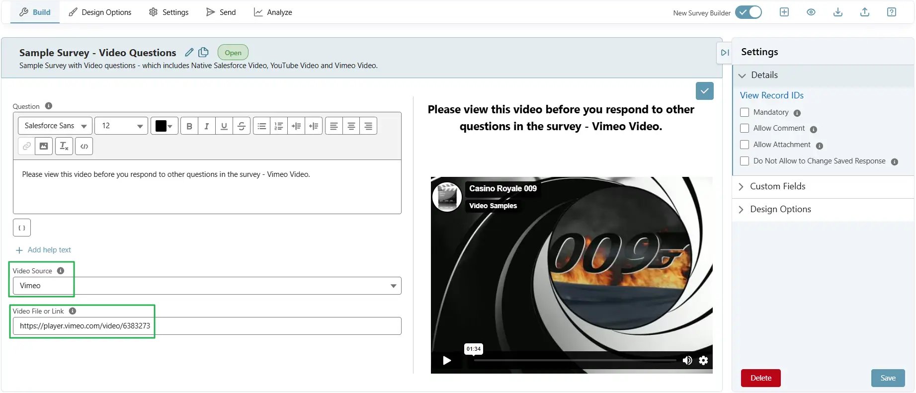 Video Question - SurveyVista