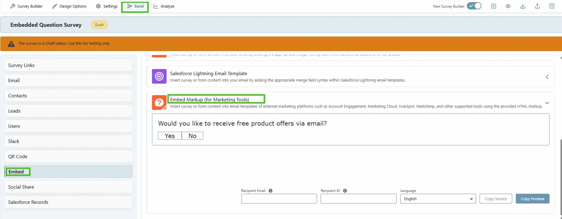 Embedded Question in Email