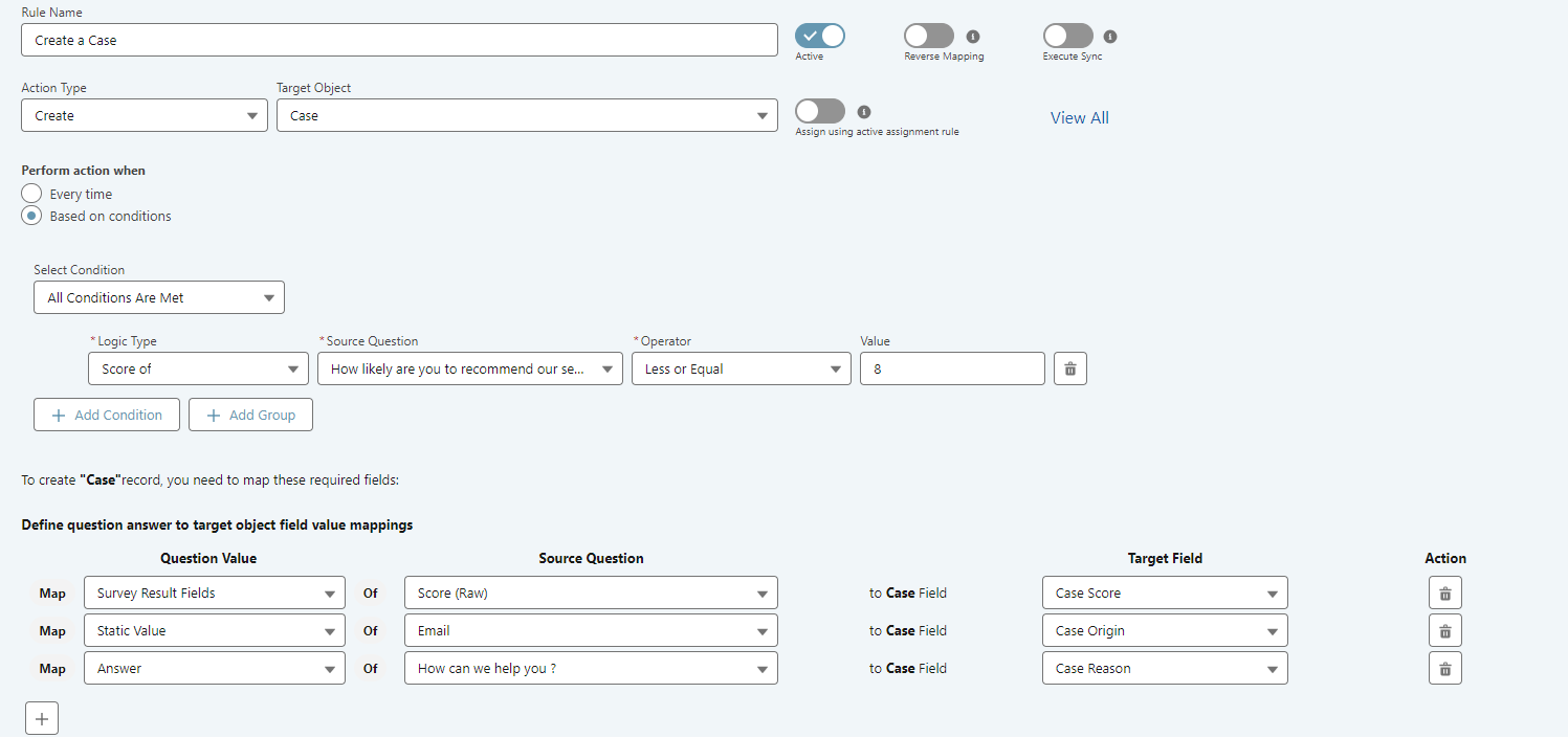 Creating the Case Record via Response Mapping and expose the Surveys ...